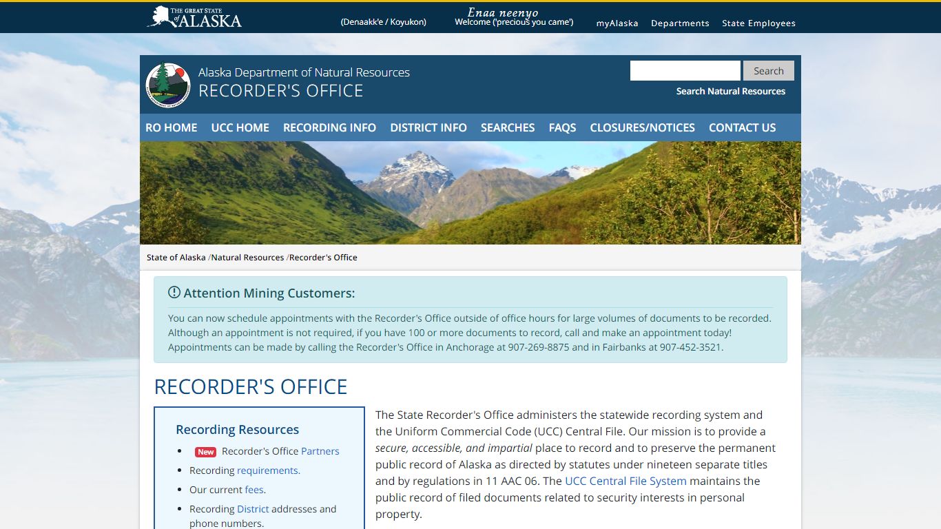 DNR Recorder's Office - Alaska